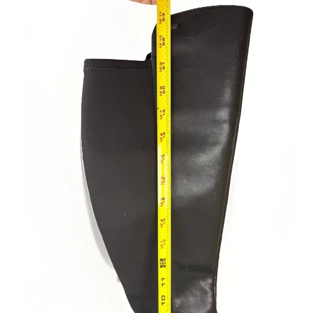 DKNY Chandrah Over The Knee Boots Black Block‎ Heel Square Toe Womens 10M